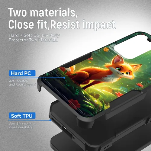Vista 742 de Funda para Galaxy A14 5G, resistente de doble capa híbrida de policarbonato duro, goma suave, a prueba de golpes, funda protectora resistente