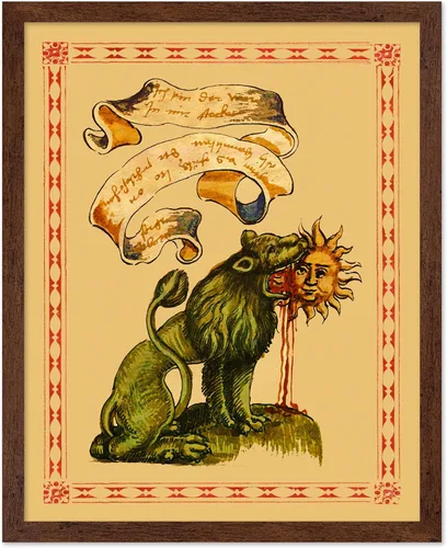Vista 12 de Poster Master Póster vintage, estampado retro de león verde devorando el sol, arte hermético, arte de mitología, regalo para hombres y mujeres