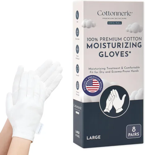 Vista 8 de 4 Pairs Cottonnerie Original Cotton Gloves for Dry Hands Sleeping, Moisturizing Gloves Overnight, Hand Moisturizer Gloves, Moisture Gloves for Dry