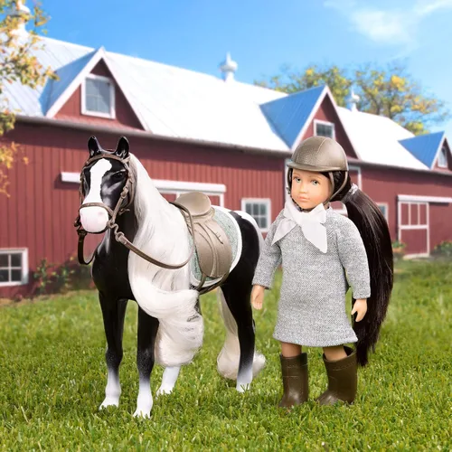 Vista 3 de Lori Mini muñeca y caballo de juguete - Muñeca pequeña de 6 pulgadas y caballo gitano Vanner - Set con ropa, animales y accesorios - Set de juego