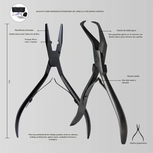Vista 3 de Herramientas de extensión de cabello, kit de extensiones de cabello microenlaces multifuncionales para extensiones de cabello micro cuentas, kit