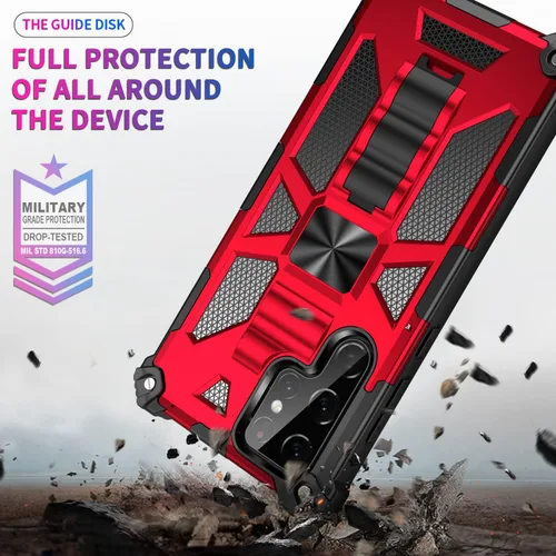 Vista 5 de Asuwish Funda para Samsung Galaxy S22 Ultra 5G con protector de pantalla de vidrio templado y accesorios para celular, función atril, protección