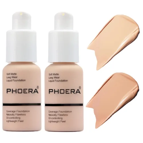 Vista 10 de Paquete de 2 PHOERA Base, Crema Correctora Mate Control de Grasa, PHOERA Base Líquida Mate Impermeable de Larga Duración para Mujeres y Niñas