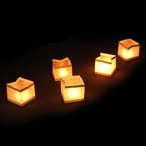 Vista 5 de Paquete de 20 linternas chinas cuadradas que desean, rezan, flotan, luz de vela de papel de río