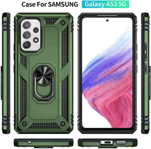 Vista 3 de Yiakeng Funda para Samsung A53 5G, Galaxy A53 5G con protector de pantalla HD, fundas protectoras de grado militar con anillo para Samsung Galaxy