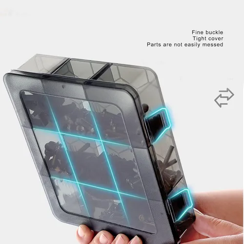 Vista 4 de Caja organizadora de herramientas, organizador de piezas pequeñas, caja organizadora de clasificación transparente de 15 rejillas con divisor