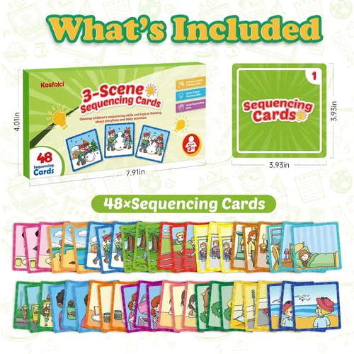 Vista 6 de Kasfalci Tarjetas de secuenciación, juego de secuencia para niños, materiales de terapia del habla para autismo, mejorar la narración de historias