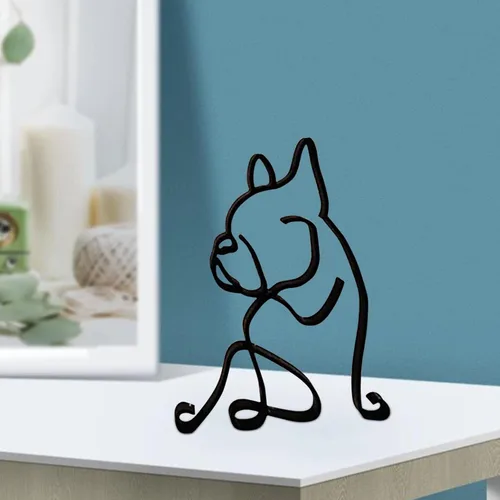 Vista 3 de ROTORS Escultura de arte minimalista para perros, línea abstracta de metal para perro, estatua de arte de dibujo geométrico, adornos creativos