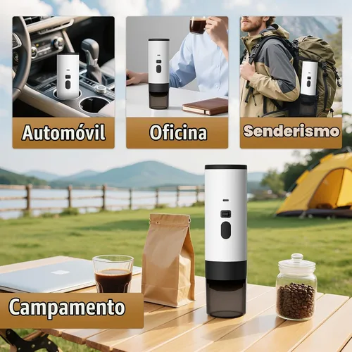 Vista 6 de Cafetera portátil de café expreso con batería de 7800 mAh y pantalla digital, cafetera de viaje autocalentable para campamento, automóvil