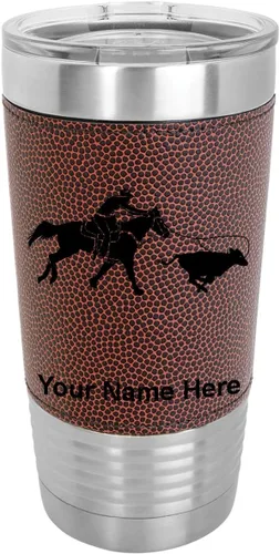 Vista 13 de LaserGram Vaso aislado al vacío de 20 onzas, con grabado personalizado incluido (cuero sintético, estilo béisbol)