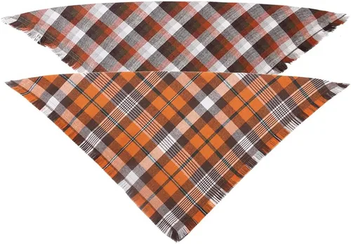 Vista 2 de Bandana de otoño para perro, otoño, Acción de Gracias, a cuadros, reversible, triangular, bufanda, accesorios para perros y mascotas