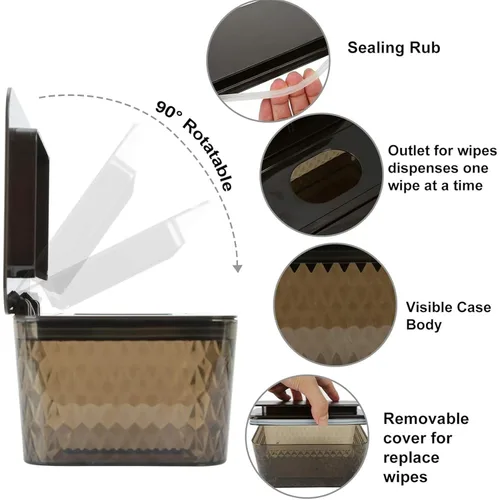 Vista 5 de Paquete de 2 Dispensadores de Toallitas con Diseño de Sello - Dispensador de Toallitas Soporte de Toallitas Caja de Toallitas para Baño Mantiene