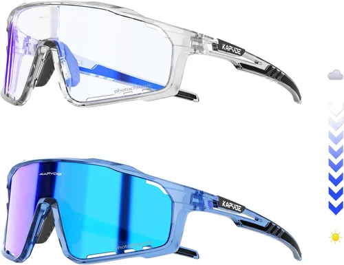 Vista 17 de KAPVOE Gafas de ciclismo fotocromáticas para hombres y mujeres, gafas de sol deportivas, marco de decoloración HD, gafas de bicicleta K76