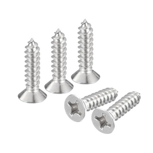 Vista 36 de uxcell Tornillos de chapa de cabeza plana #4x1, 50 tornillos de madera Phillips Drive Tornillos de acero inoxidable 304 Autoperforantes