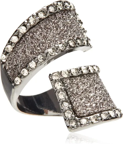 Vista 2 de Guess Anillo de hematita envolvente con purpurina y piedra, talla 7, Cristal