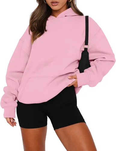 Vista 89 de onlypuff Sudadera casual con capucha para mujer, de manga larga, con bolsillo de canguro, hombro caído