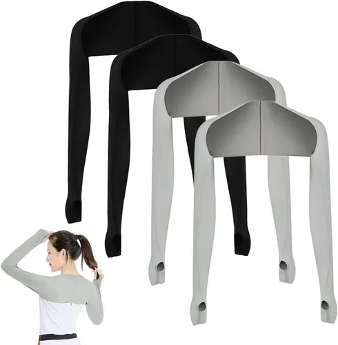 Vista 10 de Katutude 4 piezas de chal refrescante para mujer, manga de protección solar, transpirable, anti rayos UV, con agujeros para los dedos, para golf
