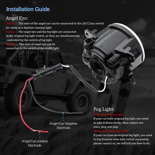 Vista 7 de Luces antiniebla con anillo de halo 2 en 1 para Honda 12-14 CR-V, 12-15 Pilot, 13-15 Accord Coupe, Crosstour, CR-Z, Acura 10-15 RDX, 13-14 ILX
