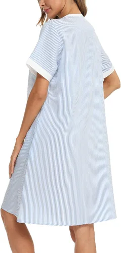 Vista 4 de YOZLY Vestido de casa para mujer, de manga corta, abrigos de casa, bata de moomoo con bolsillos