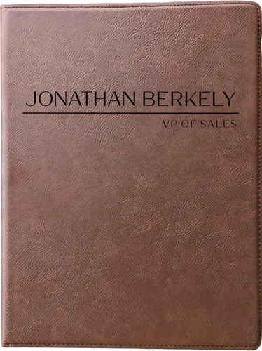 Vista 15 de Customized Leatherette Notepad Portfolio. Personalized Engraved Padfolio. Engraved Simple Notepad (Black & Gold)