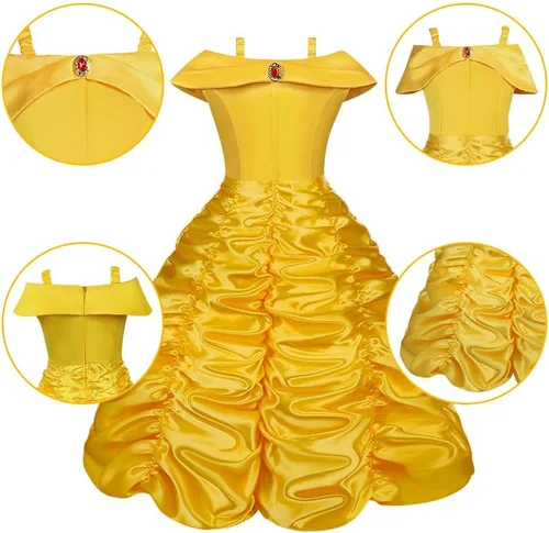 Vista 4 de AOMIG Elsa Dress Costume, Bella Princess Dress up, Princess Dress with Accessories, Princess Dress Costumes for Party