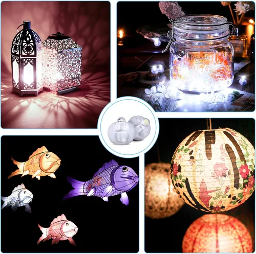 Vista 7 de LIHAO 30 piezas luces LED para globos, mini luces LED redondas de bola para linterna de papel, Navidad, Halloween, cumpleaños, boda (blanco)