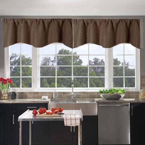 Vista 24 de Cenefa Blanco Puro Paquete de 2 - Cortinas de Liquidación para Sala de Estar, Baño y Dormitorio - Estilo Granja Festoneado, 18 Pulgadas de Largo