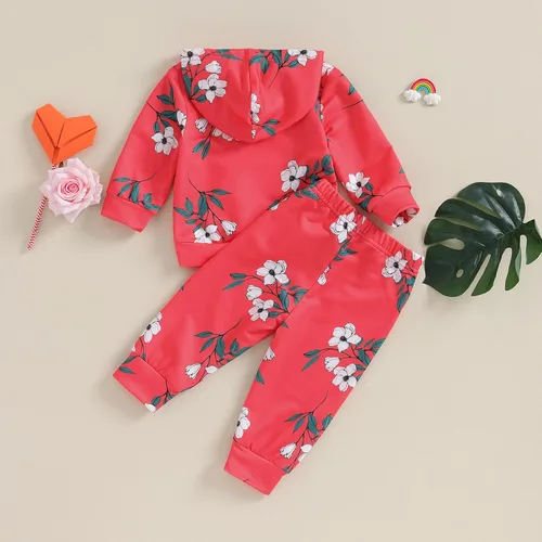 Vista 4 de Karwuiio Conjunto de 2 piezas para bebé recién nacido, sudadera con capucha y pantalones, ropa de otoño e invierno