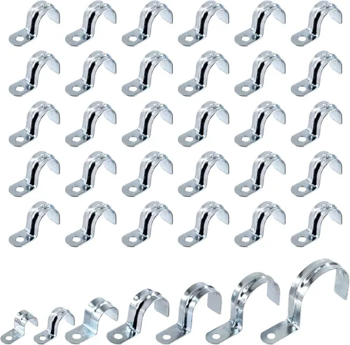 Vista 9 de Swpeet 30 piezas de 1-1/2 "(40 mm) zinc plateado un agujero EMT correa de tubo, correas de tubería U soporte de tubo abrazadera de tubo 1 agujero a