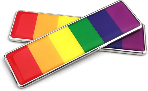 Vista 2 de PTDecals Un par de calcomanías de emblema de arco iris 3D de metal Pride Decals Universal Auto Hogar Oficina Insignia Adhesivo Decal 104.5 * 30mm