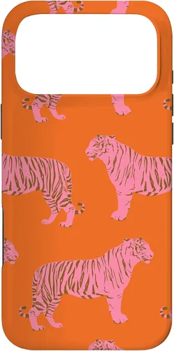 Vista 21 de Funda para iPhone 17 con diseño de tigre rosa y naranja