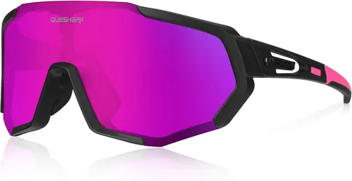 Vista 13 de Queshark - Gafas de ciclismo, lentes de sol deportivos para hombres y mujeres, 1 lente polarizada 2 HD, lentes de sol polarizados para ciclismo