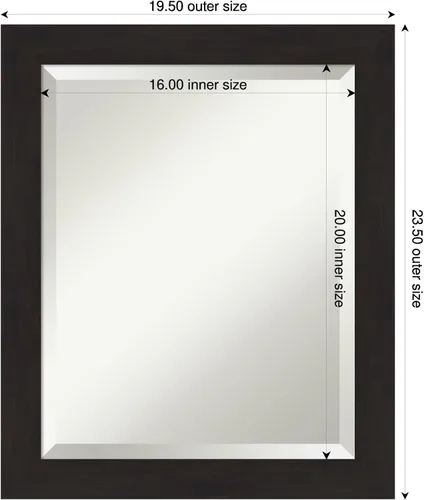 Vista 2 de Amanti Art 24x20 Bathroom Vanity Mirror, Furniture Espresso Narrow Frame, Rectangular Wall Mirror, Beveled Edge, Hangs Horizontally or Vertically
