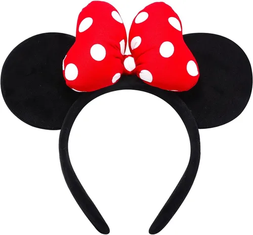 Vista 9 de ODOCARE Handmade Mouse Ears Headband for Women and Ladies, Polka Dot Bow Mini Ears Costume Accessories