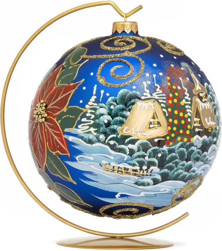 Vista 28 de Adorno de Navidad de Polish Gallery, Explosión Invernal, Bola de Vidrio Soplado (Oro, 6-pulgadas Ø/150mm)