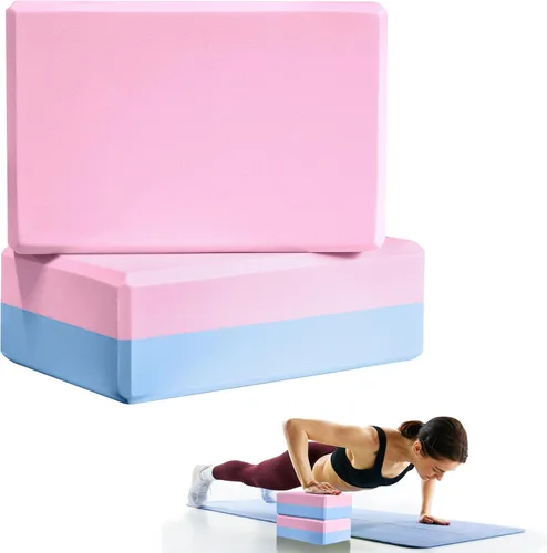 Vista 14 de 2 bloques de yoga, bloques de espuma de 9 x 6 x 3 pulgadas, accesorios de yoga para pilates, estiramiento y meditación, bloques de ejercicio ligeros
