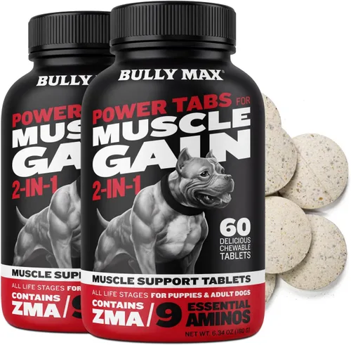 Vista 8 de Comprimidos masticables Bully Max 2 en 1 para construcción muscular para perros - Vitaminas y suplementos para cachorros y perros, suplementos