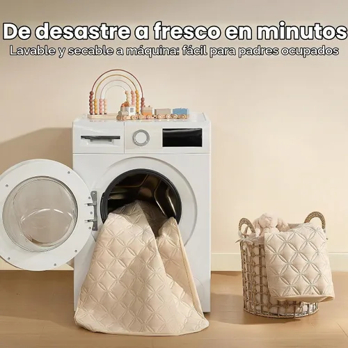 Vista 6 de BEDLORE Paquete de 2 protectores de colchón para cuna, impermeable, color beige, 52 x 28 pulgadas