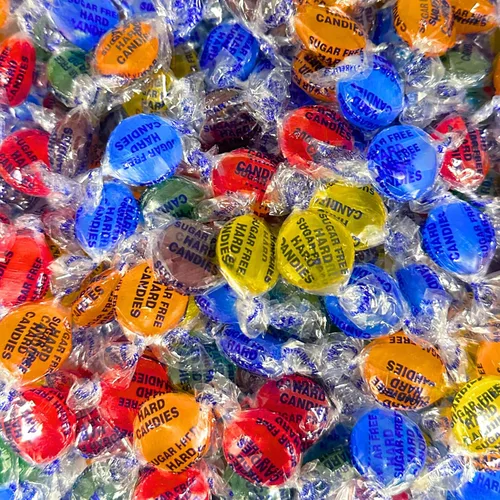 Vista 3 de Surtido de dulces duros sin azúcar, 1 libra, envueltos individualmente
