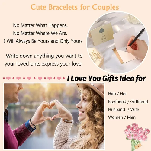 Vista 5 de UNGENT THEM - Pulseras Pinky Promise para parejas o mejores amigos juego de pulseras para relaciones a distancia bisutería de regalo para mujeres