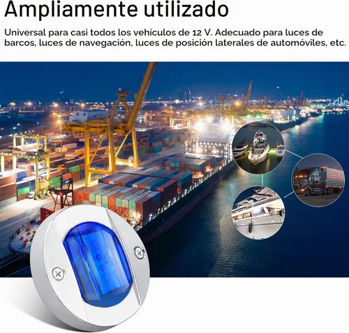 Vista 6 de ALFU 4 luces LED azules de 12 V para navegación y cortesía, luces de popa de barco y anclaje redondas impermeables para pesca nocturna y yate Azul