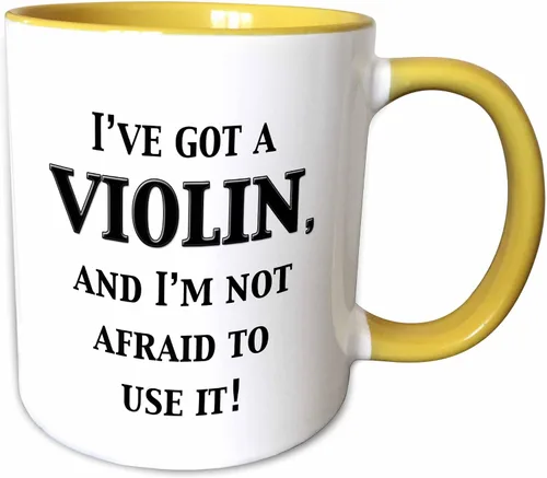 Vista 11 de 3dRose I've Got A Violin and I'M Not Afraid to Use It - Taza de 11 onzas, color negro