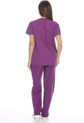 Vista 3 de Just Love uniforme médico con cuello en V para mujer