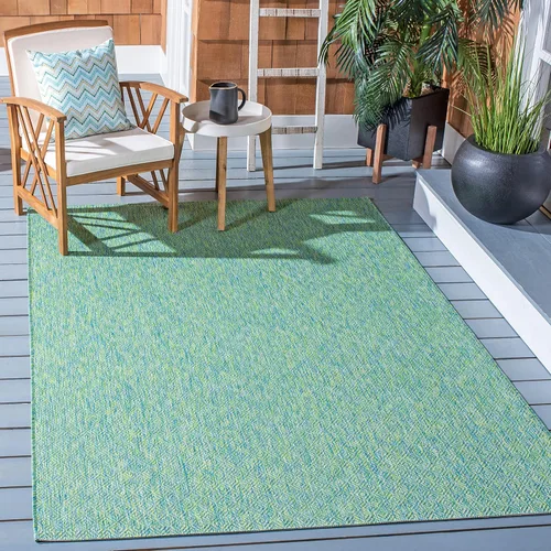 Vista 45 de SAFAVIEH Alfombra Lavable para Exteriores Colección Courtyard - 2'3" x 5', Azul Aqua y Gris, No Desprende Pelusa y Fácil Limpieza, Ideal para Patio