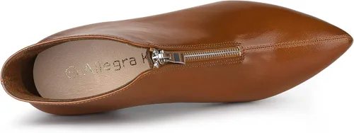 Vista 5 de Allegra K Botines de tacón grueso con cremallera frontal y puntera puntiaguda para mujer