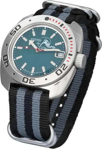 Vista 2 de Vostok Anfibio automático para hombre de cuerda automática Diver Amphibia 710059 caso reloj de pulsera, Buceador, cuerda automática