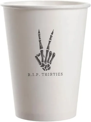 Vista 8 de SharkBliss RIP Forties - Vasos de papel desechables para fiesta de 50 cumpleaños, paquete de 20 vasos de papel desechables de 9 onzas RIP 40