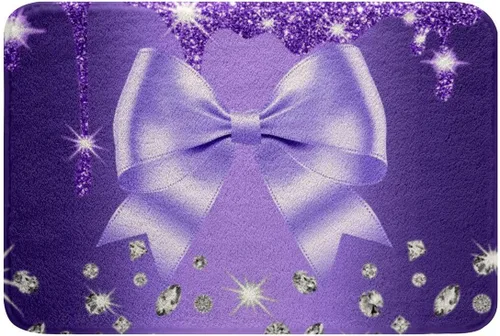 Vista 9 de Feelyou Alfombras de baño con lazo coquette de 16 x 24 pulgadas, tapetes de baño Leopared con lazos para niños, adolescentes y adultos con purpurina