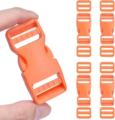 Vista 12 de Paquete de 6 hebillas de liberación lateral rápida de 1 pulgada, hebillas dobles ajustables, clips que no requieren costura, hebilla de plástico