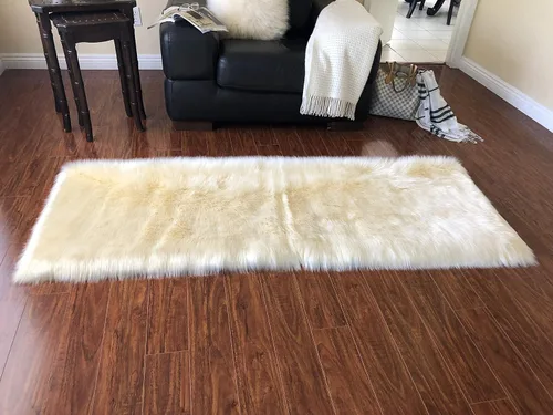 Vista 35 de LAMBZY Alfombra rectangular de piel de oveja sintética, súper suave, hipoalergénica, de felpa, lujosa alfombra de felpa sedosa para dormitorios